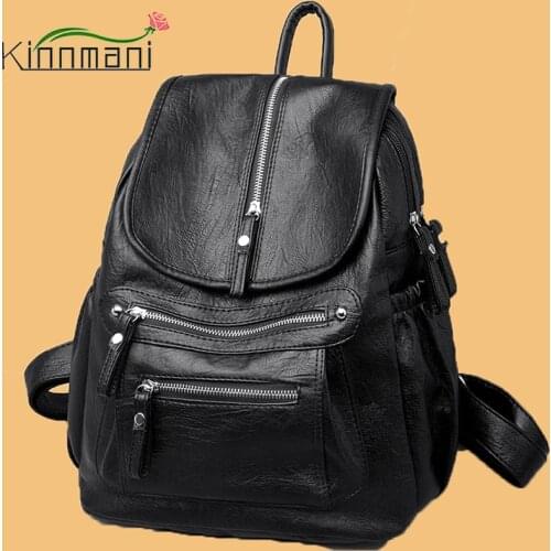 Women High Quality Leather Backpacks Vintage Female Shoulder Bag Sac A Dos Travel Ladies Bagpack Mochilas School Bags For Girls