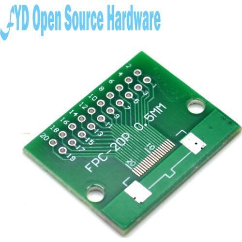 5PCS FPC 20PIN adapter board FFC to 2.54 TFT LCD spacing 1mm and 0.5mm