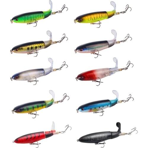 10Pcs Artificial Bait Whopper Plopper Fishing Lure 11cm 13g/15g/35g Catfish Lures For Fishing Floating Rotating Tail Plopper