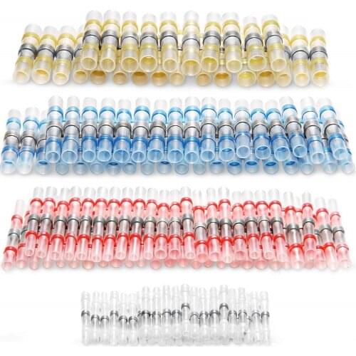 20/50PCS Waterproof Solder Seal Sleeve Splice Terminals Insulated Heat Shrinkable Butt Electrical Cable Connectors Kit 10-26AWG