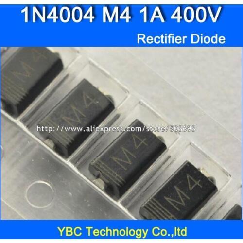 200pcs/lot 1N4004 M4 1A/400V SMA Rectifier Diode