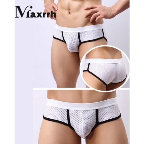 1PC Sexy Low Waist U Convex Bulge Pouch Briefs Mens Acrylic Mesh Brief Underwear 3 Colors Underpants M-XL High Quality