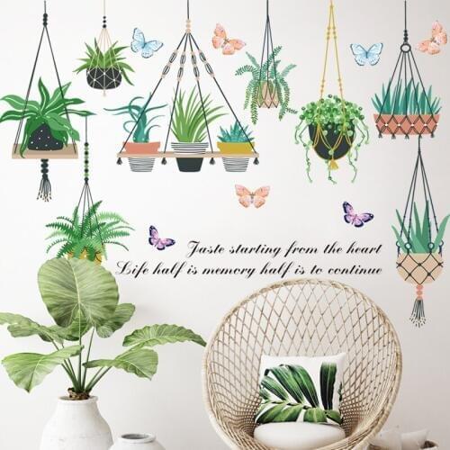 60*139cm Beautiful Potted Plant Home Decoration Wall Sticker Removable Flower Wallpaper Mural