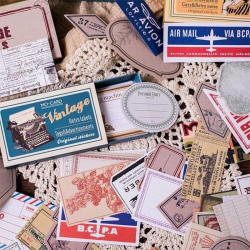 60 Pcs Retro Matchbox Practical Decorative Stickers Creative European DIY Diary Scrapbook Label Sticker Stationery