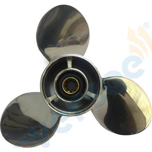 63V-45943-10-SS Fit For Yamaha 9.9 hp 15 hp, Stainless Steel PROPELLER (3X9-1/4"X11"-J), Outboard Engine Motors