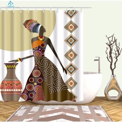 African Style Tribal Pattern Portrait Shower Curtains Fabric Waterproof Polyester For Bathroom Curtain With Hooks 180x180cm
