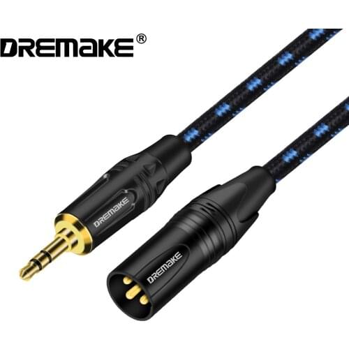 DREMAKE XLR to 3.5mm Aux Audio Cable Unbalanced 3.5mm 1/8 Inch Male to XLR 3-Pin Male Adapter Auido Cord for PC Phones Amplifier