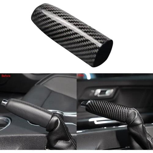 Car ABS Carbon Fiber Handbrake Cover Grip Handle Lever Brake Handle Cover for Ford Mustang 2015-2021