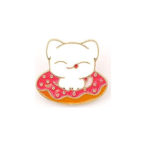 Cat in lifebuoy Brooch Metal Enamel Pins and Brooches Fashion Lapel Pin Backpack Bags Badge Collection Gifts