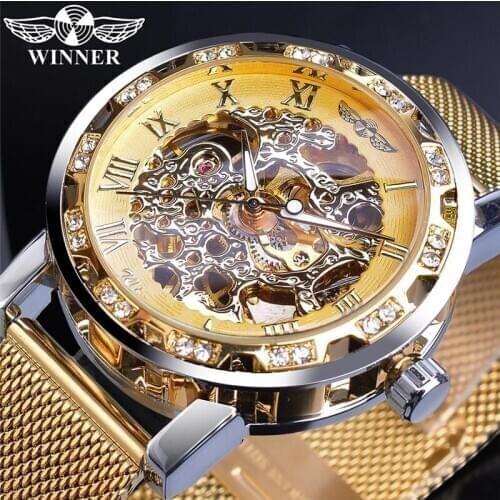 Top Brand Luxury Male Automatic Mechanical Wrist Watch Milanese band Square Fashion Luminous Gear Movement Royal Design Men Gift