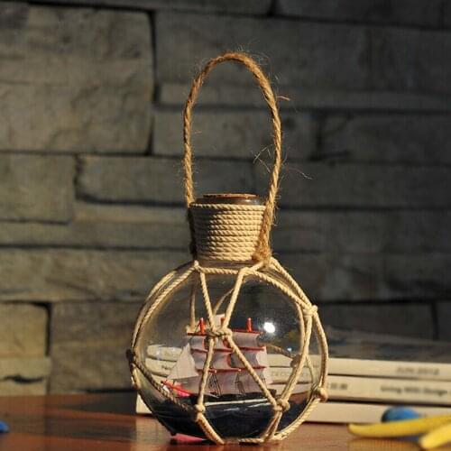 Decorative Rope Glass Hanging Bottle Mediterranean Style Home Pendant Bar Wedding Decoration Ornaments Gifts Handmade Sailboat