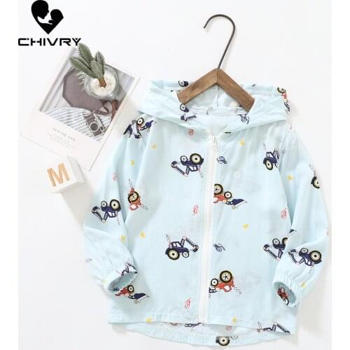2021 Kids Clothes Boys Jackets Children Hooded Zipper Sun Protection Baby Cartoon Print Coat Infant Waterproof Hoodies For Girls