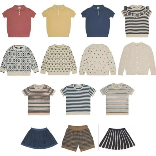 Kids Sweaters 2021 New Spring Summer FUB Brand Boys Girls Thin Breathable Knit T-shirts Cardigan Baby Dress Cotton Clothes Tops