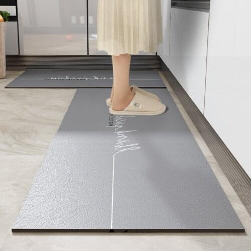 Double-Side Anti-Slip Long Kitchen Carpet Hard-Wearing Oil Water Proof Bathroom Mat Door Hallway 4 Colors PU Floor Mats 2021