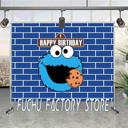 Cookie Monsters Birthday Backdrop Sesame Street Theme Birthday Party Custom Banner Children Photo Background Decoration prop