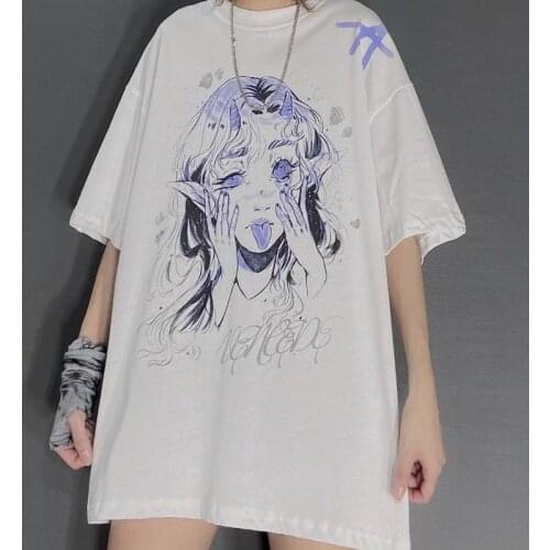 Cartoon Punk T shirt Women Loose Tops Harajuku T Shirt Women Cute Short Sleeve Summer Tshirt Hip Hop Oversized T Shirt Funny