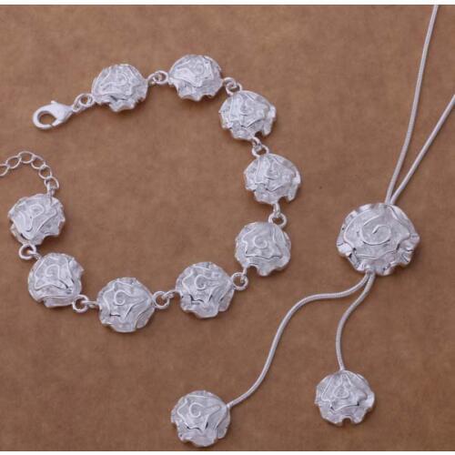 AS199 Hot sterling Jewelry Sets Bracelet 023 + Necklace 463 /ahzaizga aomajfta silver color