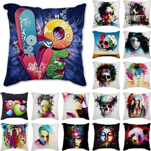 Love Paintings Cushion Covers Woman Watercolor portrait Art Cushion Cover Sofa Couch Home Decorative Pillows Case Sofa car