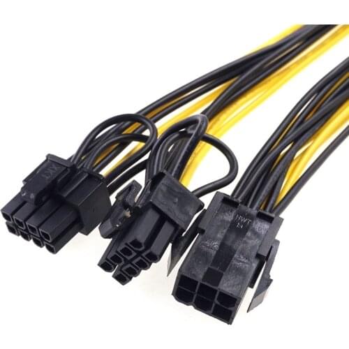 Molex Female 6 pin PCI Express to 2 x PCIe 8 (6+2) pin Male Motherboard Graphics Video Card PCI-e Splitter Hub Power Cable