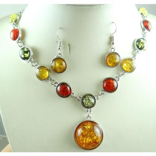 Fashion Precious Modernist teardrop golden honey pressed Ambers Pendant Necklace earring jewellery making sets Free shipping A5