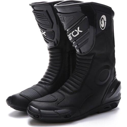 Motorcycle Boots Genuine Cow Leather Motocross Boots Men Waterproof Moto Boots Motorbike Riding Boots Black Botas Moto