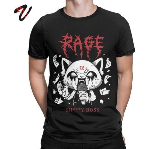 Men Tshirt Aggretsuko Aggressive Retsuko Karaoke Rage Mood T Shirt Luxury Cotton Tops Unique Short Sleeve Tees Plus Size T-Shirt