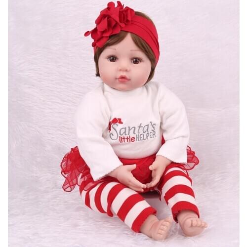 Soft realistic newborn baby girl with red Red striped pants real 3 month baby reborn toddler rag doll toy for children birthday