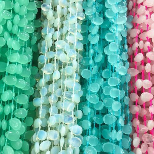 Natural Crystal Gems Powder Crystal Chalcedony Drops 10*14mm Water Drop Petals DIY Hairpin Material Jewelry Making Accessories