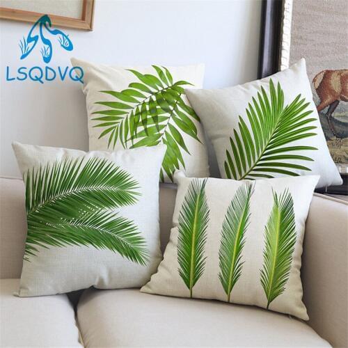 Tropical Plants Cotton Linen Cushion Cover Pillow Cover Decorative Pillow Case Home Decor for Chair Sofa 45x45cm