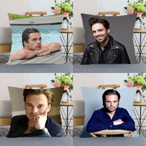 New Sebastian Stan Pillow Case For Home Decorative Silk Pillows Cover Invisible Zippered Throw PillowCases 40X40,45X45cm 0331