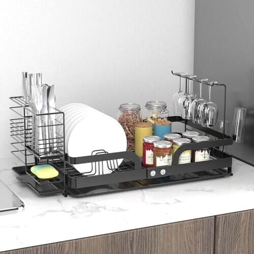 New Detachable Stainless Steel Folding Dish Drainer Bowl Plate Rack Cup Holder Dish Rack Kitchen Organizer