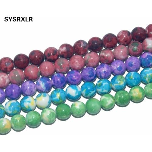 Wholesale Colorful Dye Natural Stone Round Beads For Jewelry Making Yourself diy Bracelet Necklace Material 4/6/8/10/12 MM