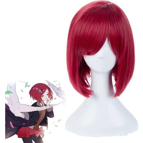 Danganronpa V3 Killing Harmony Yumeno Himiko Red Short Wig Cosplay Costume Accessories Heat Resistant Hair Hair Synthetic Wigs