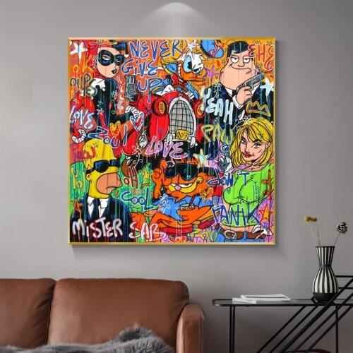 Poster Alec Monopoly Rich Money Cartoon Canvas Painting on The Wall Art Poster and Prints Graffiti Art Wall Pictures Home Decor