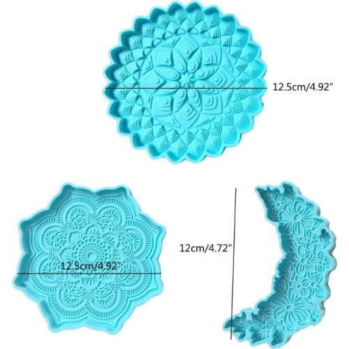 R58E 3 Pcs Flower Shaped Coaster Epoxy Resin Mold Cup Mat Casting Silicone Mould DIY Crafts Home Decoration Ornaments Making