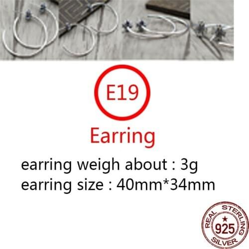 E19 S925 sterling silver earrings personality retro punk hip-hop style letter shape popular jewelry birthday gift new hot