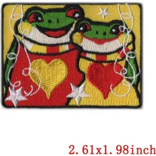 Cute Frog Patch Frog Carnival for Netherland Iron On Patches For Clothing Embroidered Sewing Apparel For Clothes Accessories DIY