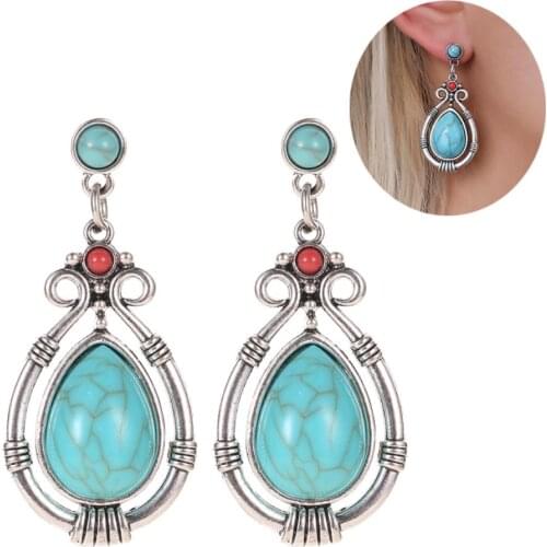 Vintage Women Water Drop Faux Dangle Ear Stud Earrings Jewelry Gift