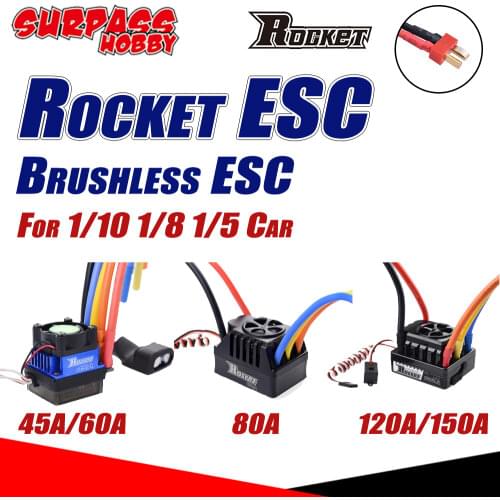 SURPASS HOBBY Rocket ESC 45A 60A 80A 120A 150A Brushless Electric Speed Controller Waterproof for 1/10 1/8 1/5 RC Motor Car