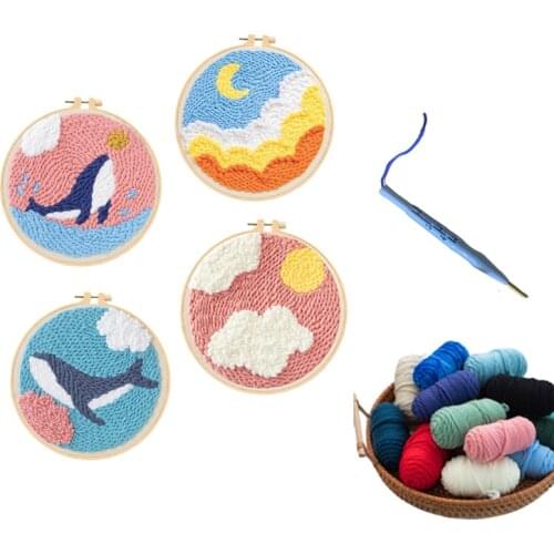 DIY Whale Embroidery Kit Magic Needle for Embroidery Beginner Craft Needlework Cross Stitch Kits Sewing Art Painting Home Decor