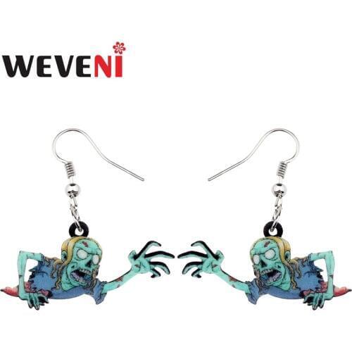 WEVENI Acrylic Fashion Halloween Crawling Zombie Earrings Drop Dangle Trendy Original Jewelry For Women Girls Party Charms 2018