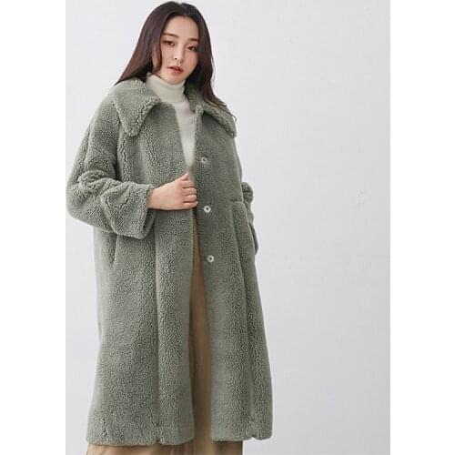 Woman fashion outerwear 2019 loose new style warm sheep wool trendy coat granular sheep shears coats female fur-in-one overcoat