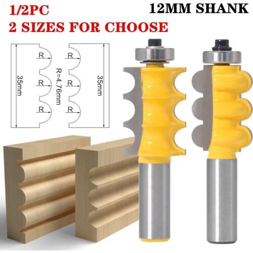 1-2pcs 12mm Shank Large Triple Bead Column/Face Molding Router Bit For Woodworking