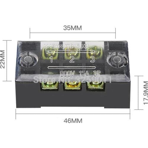 1PCS TB-1503 3 Positions Dual Rows 600V 15 A Wire Barrier Block Terminal Strip black copper
