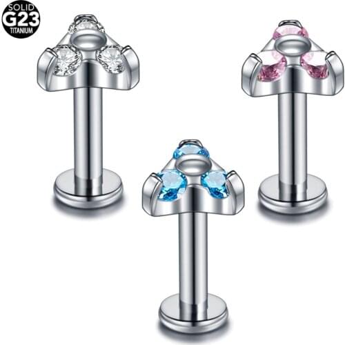 1PC Titanium Tragus Piercings Zircon Labret Piercing Lip Rings Piercing Oreja Ear Cartilage Piercings Ear Rings Body Jewelry 16G