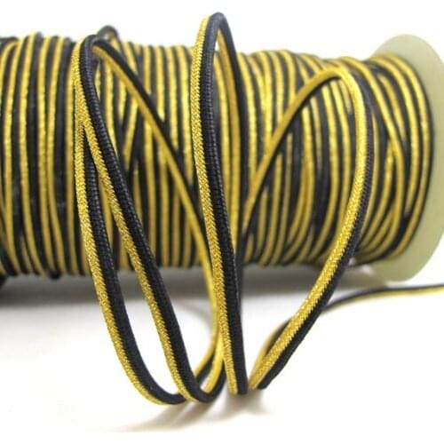 3 Yards 3/16 Inch Black and Gold Woven Trim|Shiny Narrow Ribbon Trim|Metallic Jacquard Trim