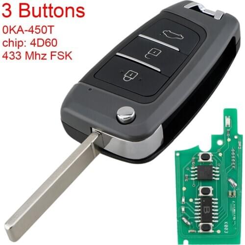 433MHz FSK Keyless Smart Flip Remote Car Key Fob with 4D60 80Bit Chip 0KA-450T Replacement for Hyundai I30 2016 2017 2018