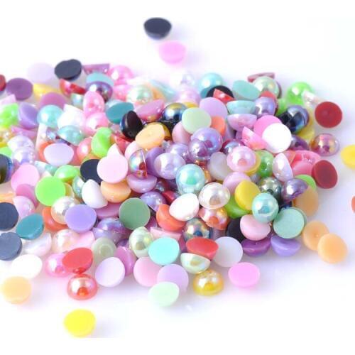 6mm 200pcs ABS Half AB Round Pearl beads Beads Flatback Cabochon Scrapbooking Craft For Diy BMAB06m