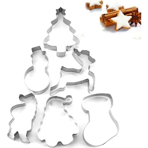 6 pcs Cookie Cutters Set Christmas DIY Stainless Steel Baking mold cookie