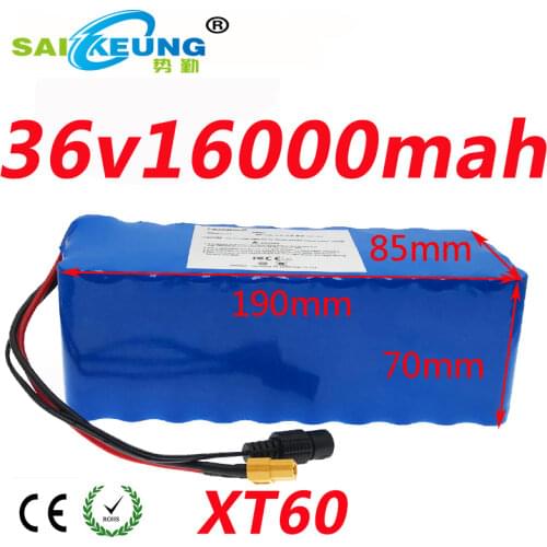 E-Bike 36V Rechargeable 18650 Lithium Battery Pack16000mAH Suitable for Electric Bicycle and Scooter ,with 2A Charger